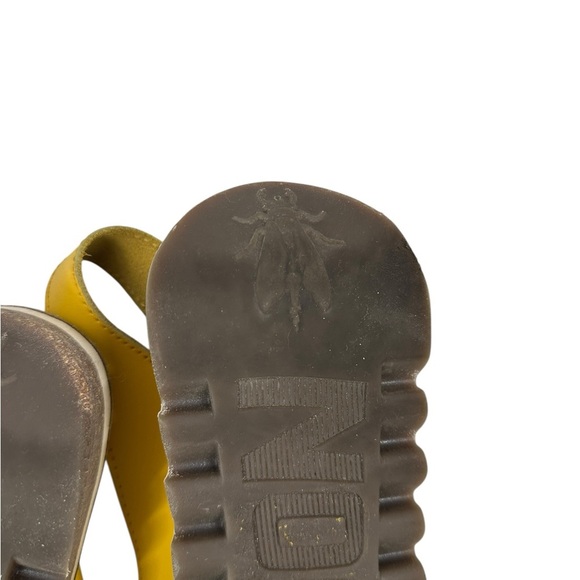 Fly London sandals Bright Yellow Buckle Sandals quirky slight wedge sz 11 - Picture 9 of 13
